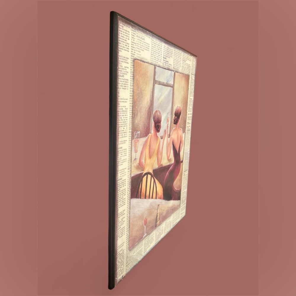 🥂Wall-Art Wooden “Cafe du Coin” by artist Trish Biddle 20”x16” - Picture 4 of 7
